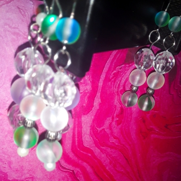 Set of Dangle Long Earrings Clear,Green and Pink Lot of 3, Earrings ♡ - Picture 12 of 12